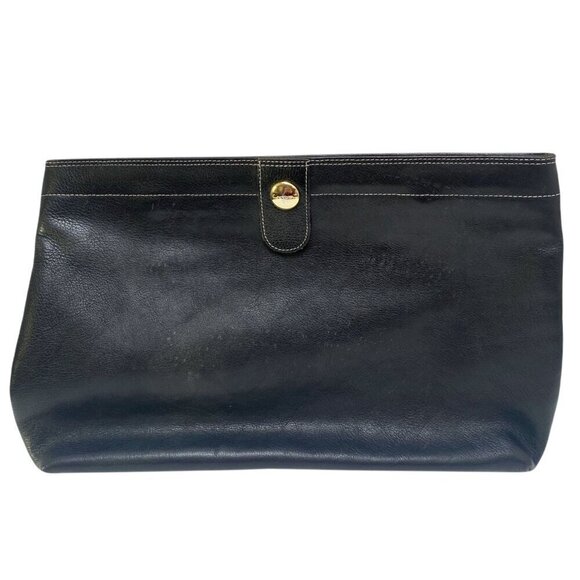 LANCEL Paris Bag Black Leather Made in Italy Clutch Designer Handbag - Picture 3 of 13